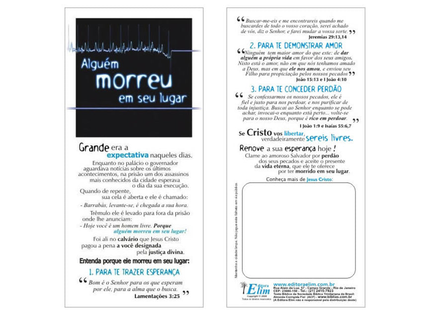 Alguém morreu em seu lugar - Milheiro - Simples - Sem personalização - cód. 2002