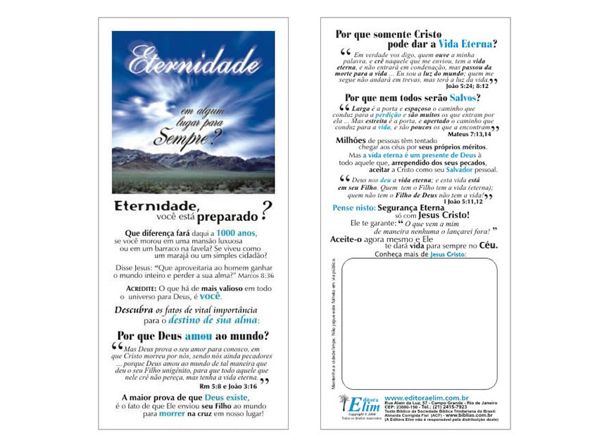 Eternidade Em Algum Lugar Para Sempre - Milheiro - Simples - Sem personalização - cód. 2008