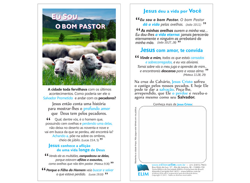 Eu Sou o Bom Pastor - Milheiro - Simples - Sem personalização - cód. 2010