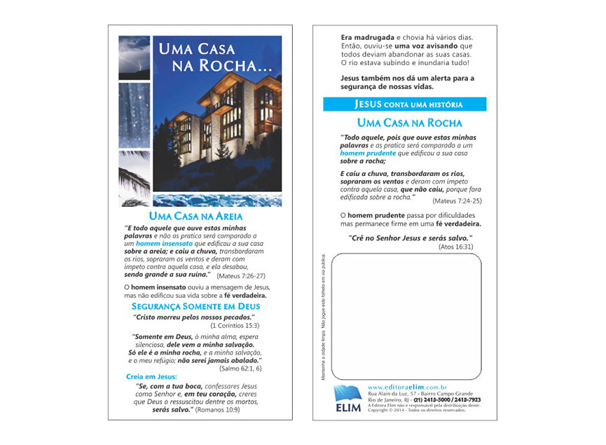 Uma Casa na Rocha - Milheiro - Simples - Sem personalização - cód. 2025