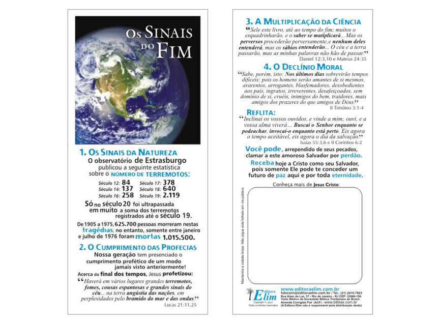 Os Sinais do Fim - Milheiro - Simples - Sem personalização - cód. 2018